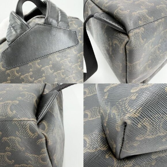 Celine Backpack Leather Canvas Brown X Black main image 6